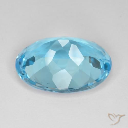 Topacio Azul Suizo natural de 18.38 ct, Ovalada, VVS
