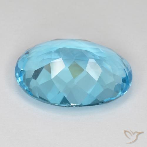 Topacio Azul Suizo natural de 19.31 ct, Ovalada, VS