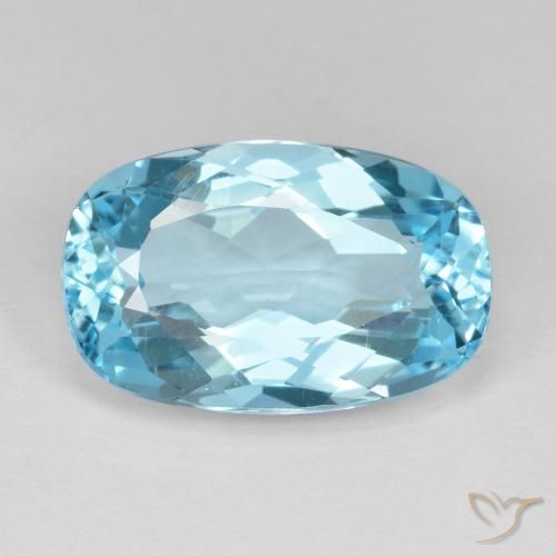 12.60ct Natural Azul Suizo Topacio, Forma Cojín, VVS
