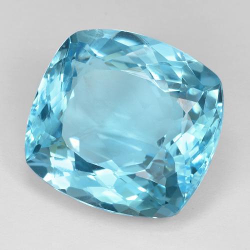 Topacio azul natural de 25,44 ct, corte cojín, VVS