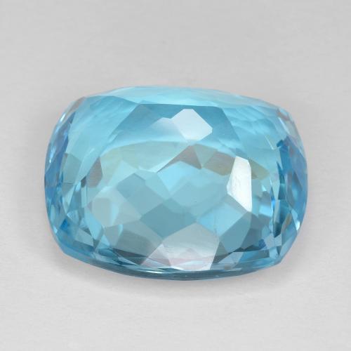 Topacio azul natural de 25,44 ct, corte cojín, VVS