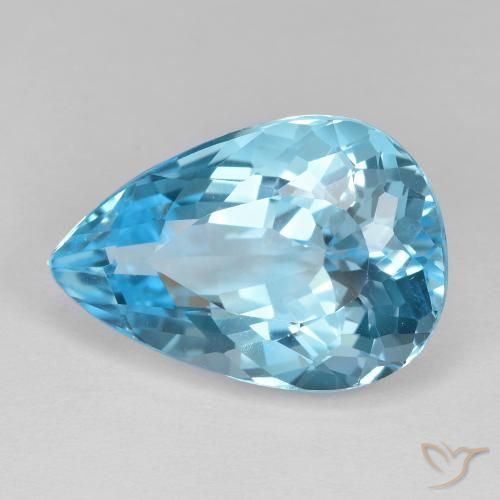 Topacio Azul Suizo natural de 17.77 ct, En forma de pera, VVS