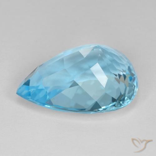 Topacio Azul Suizo natural de 17.77 ct, En forma de pera, VVS