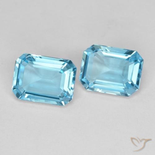 Gemas de Topacio Azul Suizo natural de 3.66 ct, Corte Octágono / Esmeralda, VVS-VS