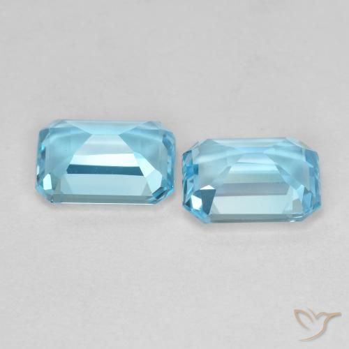 Gemas de Topacio Azul Suizo natural de 3.66 ct, Corte Octágono / Esmeralda, VVS-VS