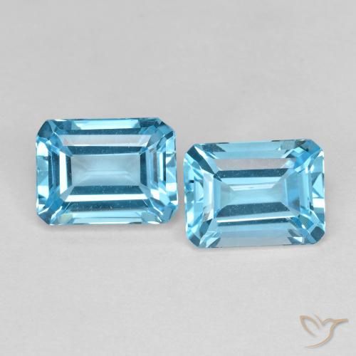 Gemas de Topacio Azul Suizo natural de 3.86 ct, Corte Octágono / Esmeralda, VVS-VS