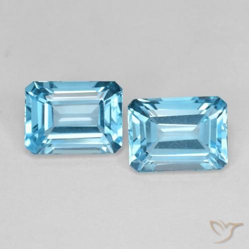 3.93ctw Natural Azul Suizo Topacio, corte esmeralda, VS
