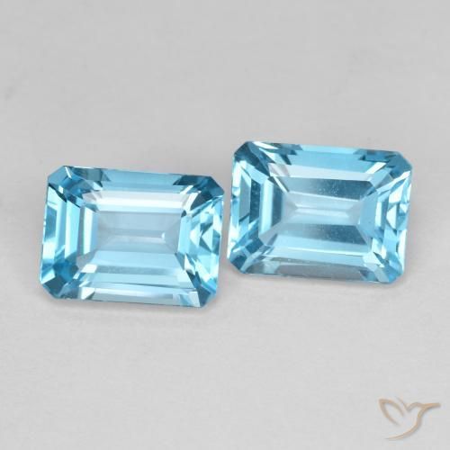 Gemas de Topacio Azul Suizo natural de 3.93 ct, Corte Octágono / Esmeralda, VS