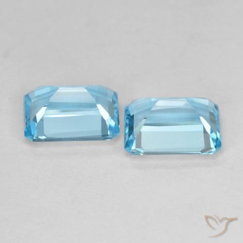 Gemas de Topacio Azul Suizo natural de 3.93 ct, Corte Octágono / Esmeralda, VS