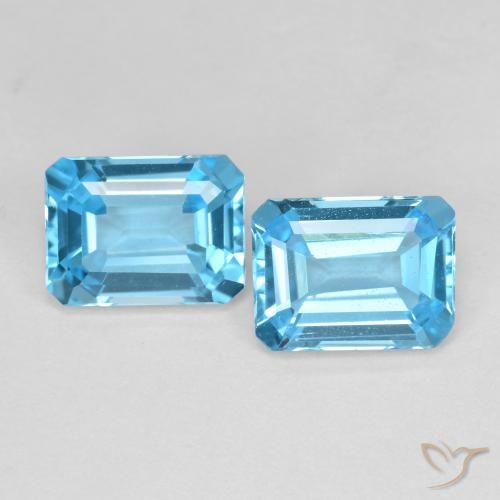 Gemas de topacio azul suizo natural de 3,84 ct, corte esmeralda, VS