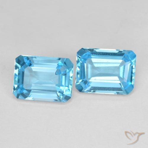 Gemas de topacio azul suizo natural de 3,84 ct, corte esmeralda, VS