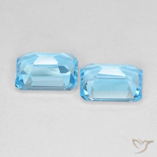 Gemas de topacio azul suizo natural de 3,84 ct, corte esmeralda, VS