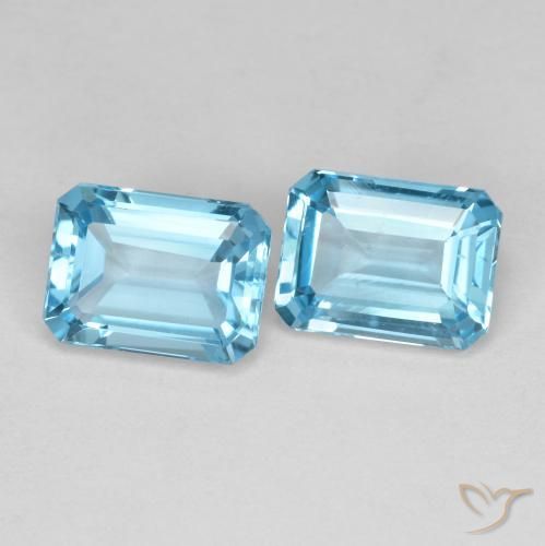 Gemas de Topacio Azul Suizo natural de 3.90 ct, Corte Octágono / Esmeralda, VVS-VS