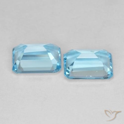 Gemas de Topacio Azul Suizo natural de 3.90 ct, Corte Octágono / Esmeralda, VVS-VS
