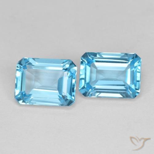 Gemas de Topacio Azul Suizo natural de 3.88 ct, Corte Octágono / Esmeralda, VVS-VS