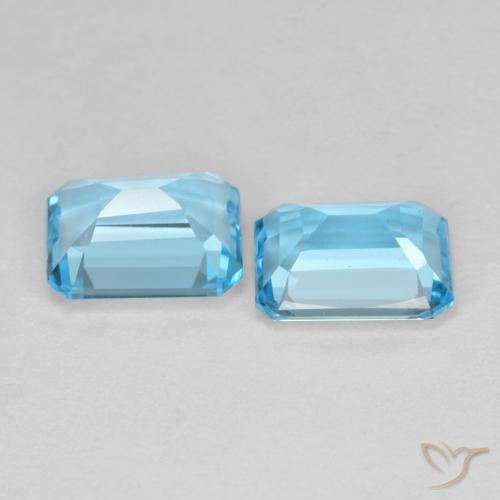 Gemas de Topacio Azul Suizo natural de 3.88 ct, Corte Octágono / Esmeralda, VVS-VS