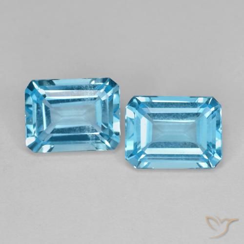 Gemas de Topacio Azul Suizo natural de 3.90 ct, Corte Octágono / Esmeralda, VVS-VS