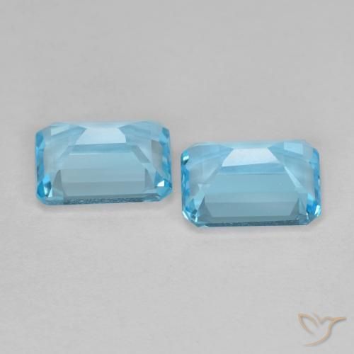 Gemas de Topacio Azul Suizo natural de 3.90 ct, Corte Octágono / Esmeralda, VVS-VS