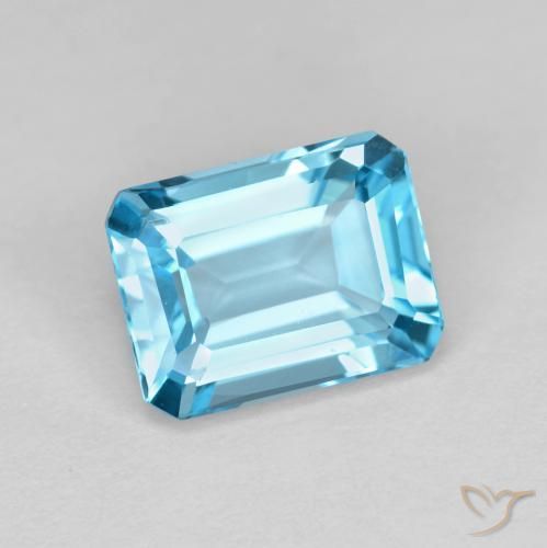 Topacio Azul Suizo natural de 1.92 ct, Corte Octágono / Esmeralda, VVS