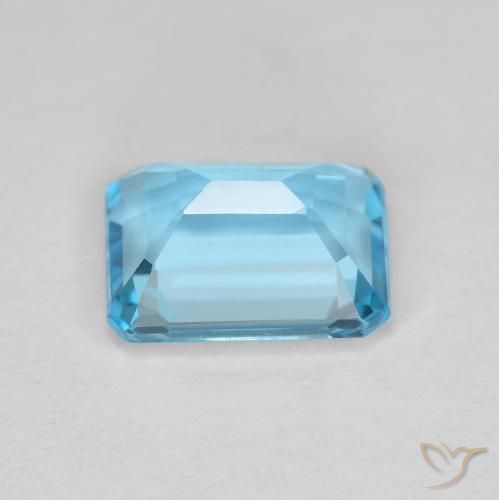 Topacio Azul Suizo natural de 1.92 ct, Corte Octágono / Esmeralda, VVS