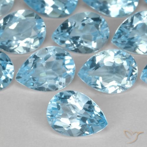 0.76ct Natural Azul Suizo Topacio, En forma de pera, VVS-VS