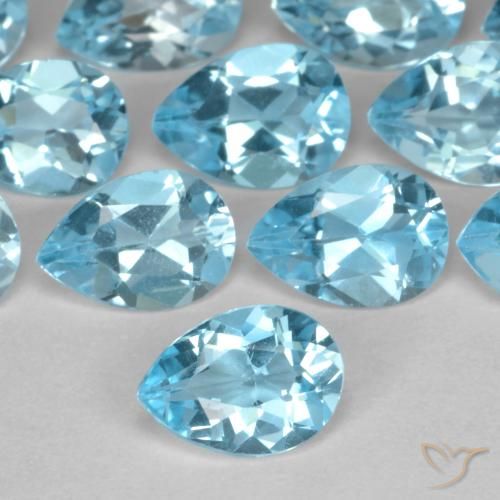 0.85ct Natural Azul Suizo Topacio, En forma de pera, VVS-VS