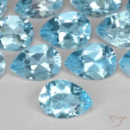 Topacio Azul Suizo natural de 0.85 ct, En forma de pera, VVS-VS