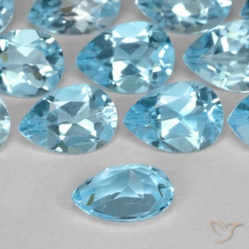Topacio Azul Suizo natural de 0.85 ct, En forma de pera, VVS-VS