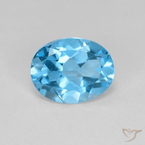 1.76ct Natural Azul Suizo Topacio, Ovalada, VS