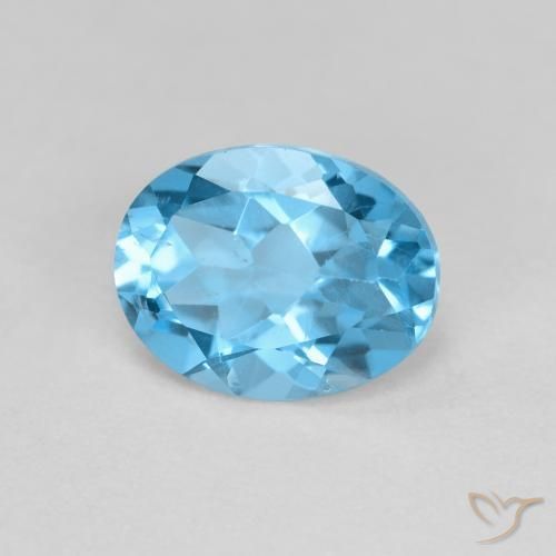Topacio Azul Suizo natural de 1.76 ct, Ovalada, VS
