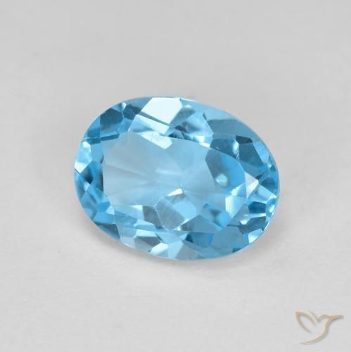 Topacio Azul Suizo natural de 2.08 ct, Ovalada, VS