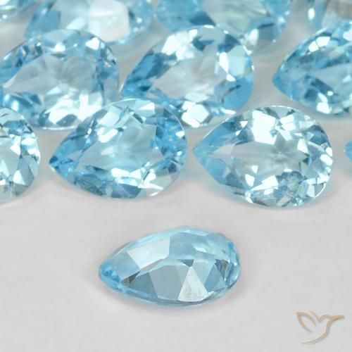Topacio Azul Cielo natural de 0.82 ct, En forma de pera, VS