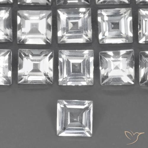 0.58ct Natural Blanco claro Topacio, Cuadrado, VVS-VS