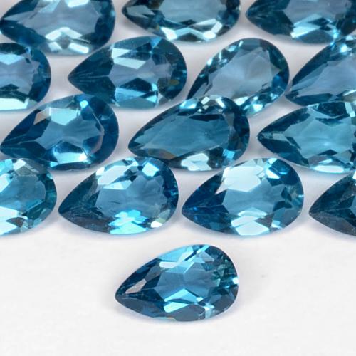 Topacio Azul Londres natural de 0.25 ct, En forma de pera, VVS-VS
