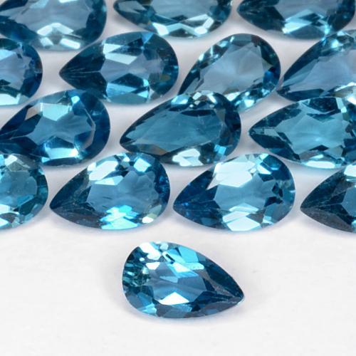 Topacio Azul Londres natural de 0.25 ct, En forma de pera, VVS-VS