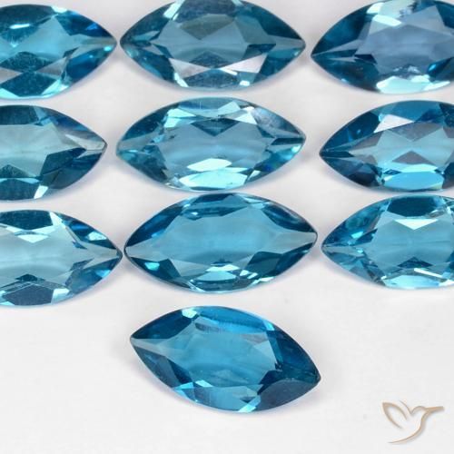 Topacio Azul Londres natural de 0.99 ct, Marquesa, VS