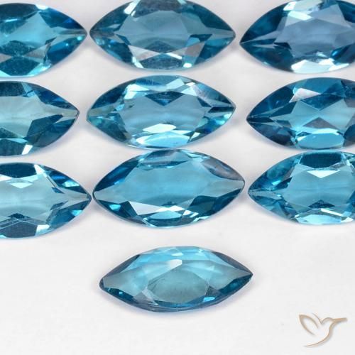 Topacio Azul Londres natural de 0.99 ct, Marquesa, VS