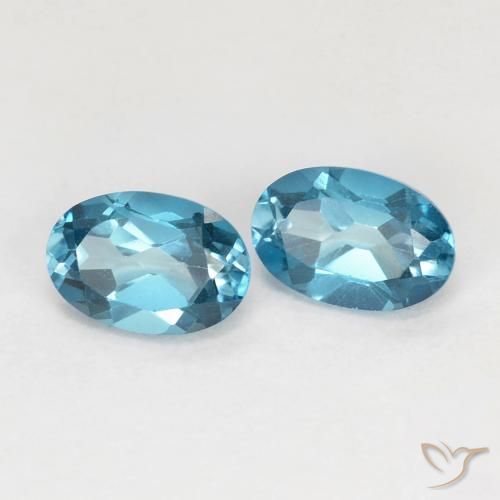 Gemas de Topacio Azul Londres natural de 1.24 ct, Ovalada, VVS-VS