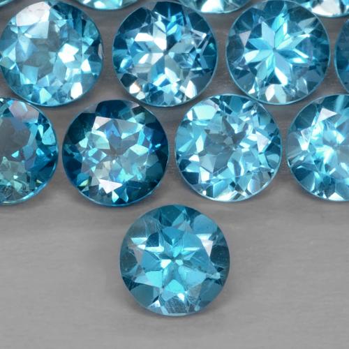Topacio Azul Londres natural de 0.94 ct, Redondo, VS