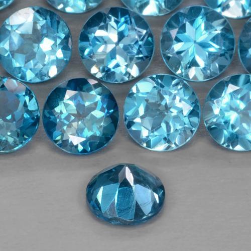 Topacio Azul Londres natural de 0.94 ct, Redondo, VS