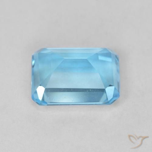 Topacio Azul Suizo natural de 2.06 ct, Corte Octágono / Esmeralda, VVS