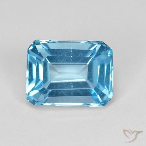 2.08ct Natural Azul Suizo Topacio, corte esmeralda, VVS