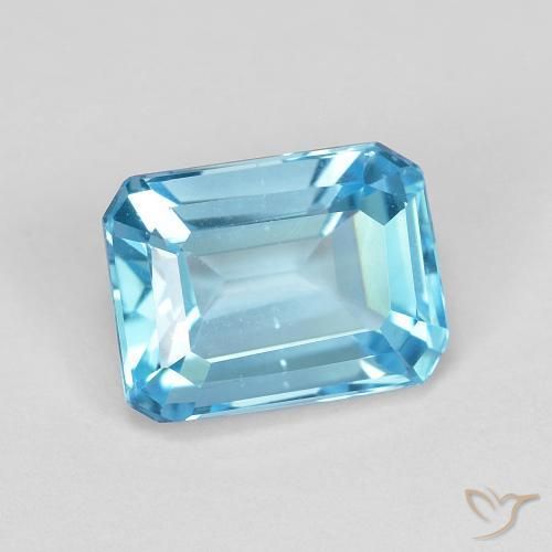 Topacio Azul Suizo natural de 2.08 ct, Corte Octágono / Esmeralda, VVS