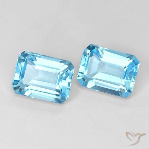 Gemas de Topacio Azul Suizo natural de 4.03 ct, Corte Octágono / Esmeralda, VVS