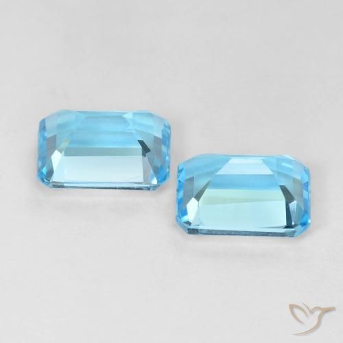 Gemas de Topacio Azul Suizo natural de 4.03 ct, Corte Octágono / Esmeralda, VVS