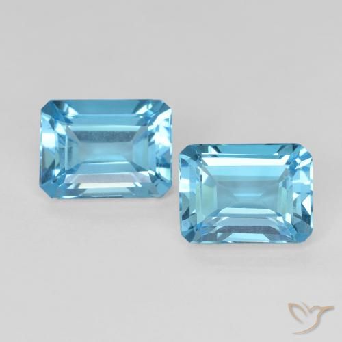 3.75ctw Natural Azul Suizo Topacio, corte esmeralda, VVS