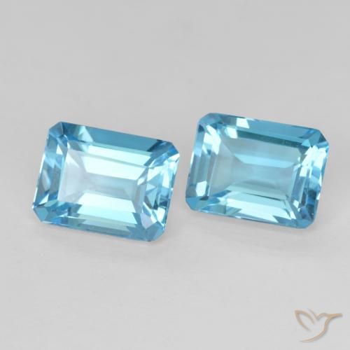 Gemas de Topacio Azul Suizo natural de 3.75 ct, Corte Octágono / Esmeralda, VVS