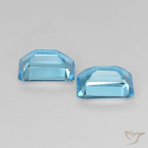 Gemas de Topacio Azul Suizo natural de 3.75 ct, Corte Octágono / Esmeralda, VVS