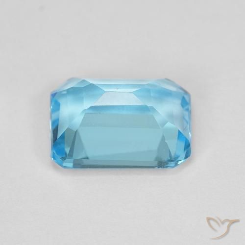 Topacio Azul Suizo natural de 1.90 ct, Corte Octágono / Esmeralda, VVS