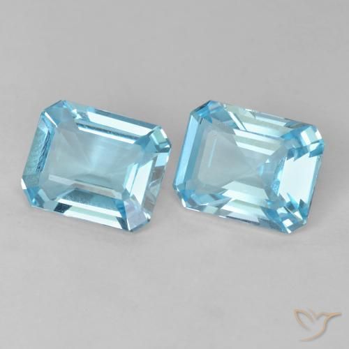Gemas de Topacio Azul Suizo natural de 4.26 ct, Corte Octágono / Esmeralda, VS